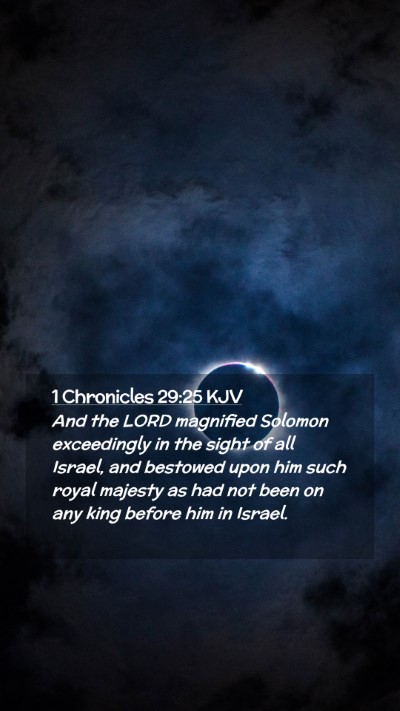 Picture 02 - 1 Chronicles 29:25 KJV Mobile Phone Wallpaper - And the LORD magnified Solomon exceedingly in the - Mobile Bible Verse Wallpaper