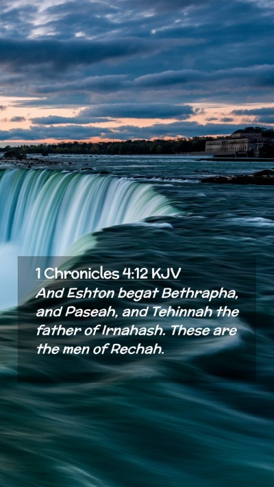 Picture 02 - 1 Chronicles 4:12 KJV Mobile Phone Wallpaper - And Eshton begat Bethrapha, and Paseah, and - Mobile Bible Verse Wallpaper