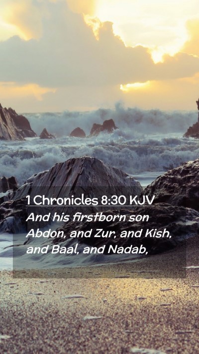 Picture 02 - 1 Chronicles 8:30 KJV Mobile Phone Wallpaper - And his firstborn son Abdon, and Zur, and Kish, - Mobile Bible Verse Wallpaper