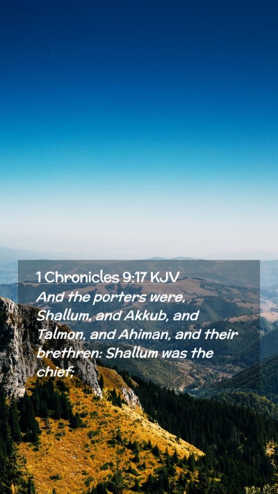 Picture 02 - 1 Chronicles 9:17 KJV Mobile Phone Wallpaper - And the porters were, Shallum, and Akkub, and - Mobile Bible Verse Wallpaper