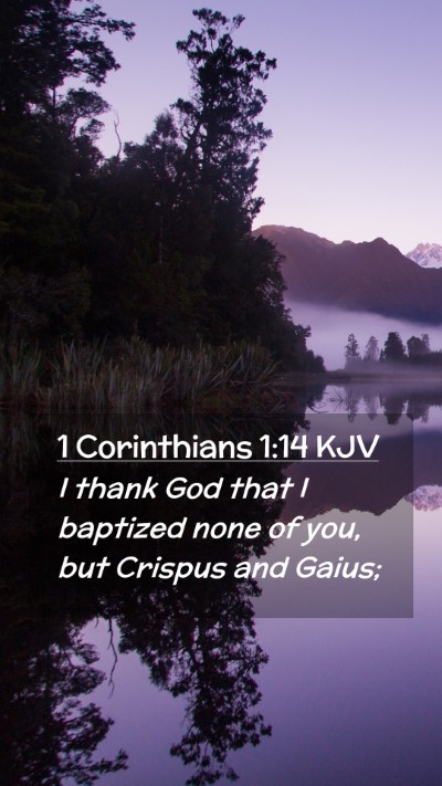 Picture 02 - 1 Corinthians 1:14 KJV Mobile Phone Wallpaper - I thank God that I baptized none of you, but - Mobile Bible Verse Wallpaper