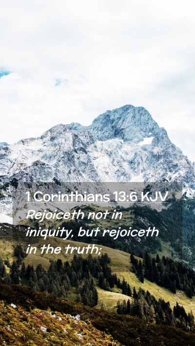 Picture 02 - 1 Corinthians 13:6 KJV Mobile Phone Wallpaper - Rejoiceth not in iniquity, but rejoiceth in the - Mobile Bible Verse Wallpaper