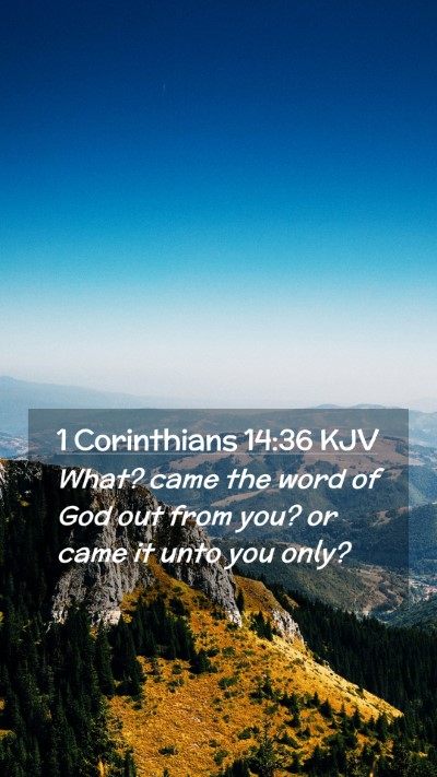 Picture 02 - 1 Corinthians 14:36 KJV Mobile Phone Wallpaper - What? came the word of God out from you? or came - Mobile Bible Verse Wallpaper