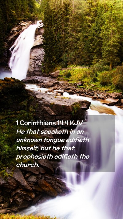 Picture 02 - 1 Corinthians 14:4 KJV Mobile Phone Wallpaper - He that speaketh in an unknown tongue edifieth - Mobile Bible Verse Wallpaper