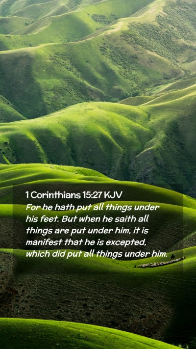 Picture 02 - 1 Corinthians 15:27 KJV Mobile Phone Wallpaper - For he hath put all things under his feet. But - Mobile Bible Verse Wallpaper