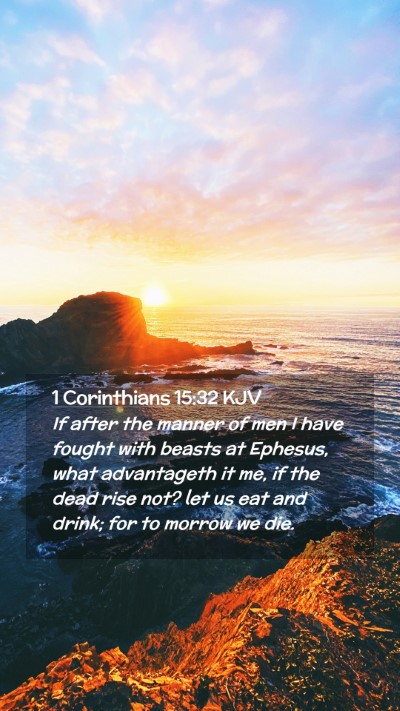 Picture 02 - 1 Corinthians 15:32 KJV Mobile Phone Wallpaper - If after the manner of men I have fought with - Mobile Bible Verse Wallpaper