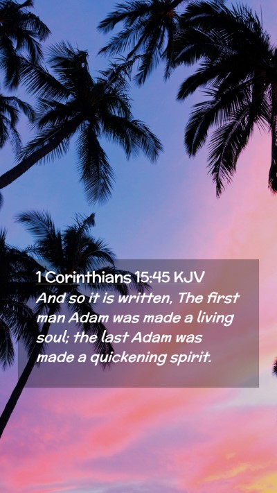 Picture 02 - 1 Corinthians 15:45 KJV Mobile Phone Wallpaper - And so it is written, The first man Adam was made - Mobile Bible Verse Wallpaper