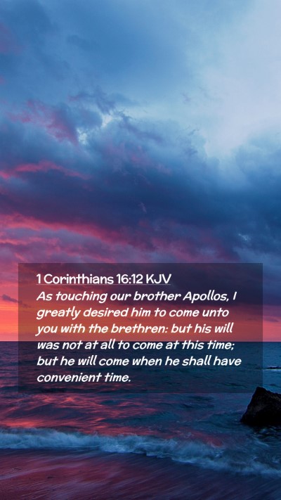Picture 02 - 1 Corinthians 16:12 KJV Mobile Phone Wallpaper - As touching our brother Apollos, I greatly - Mobile Bible Verse Wallpaper