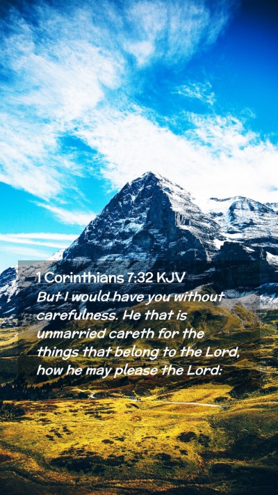 Picture 02 - 1 Corinthians 7:32 KJV Mobile Phone Wallpaper - But I would have you without carefulness. He that - Mobile Bible Verse Wallpaper