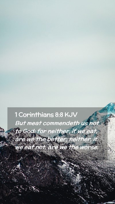 Picture 02 - 1 Corinthians 8:8 KJV Mobile Phone Wallpaper - But meat commendeth us not to God: for neither, - Mobile Bible Verse Wallpaper