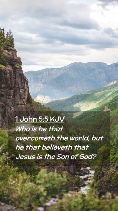 Picture 02 - 1 John 5:5 KJV Mobile Phone Wallpaper - Who is he that overcometh the world, but he that - Mobile Bible Verse Wallpaper
