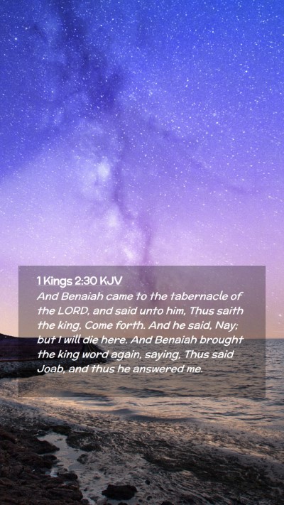 Picture 02 - 1 Kings 2:30 KJV Mobile Phone Wallpaper - And Benaiah came to the tabernacle of the LORD, - Mobile Bible Verse Wallpaper