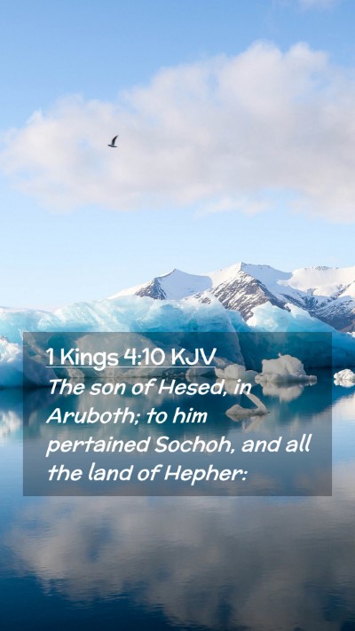 Picture 02 - 1 Kings 4:10 KJV Mobile Phone Wallpaper - The son of Hesed, in Aruboth; to him pertained - Mobile Bible Verse Wallpaper