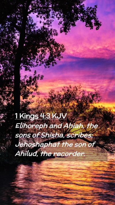 Picture 02 - 1 Kings 4:3 KJV Mobile Phone Wallpaper - Elihoreph and Ahiah, the sons of Shisha, scribes; - Mobile Bible Verse Wallpaper