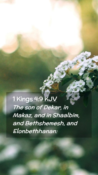 Picture 02 - 1 Kings 4:9 KJV Mobile Phone Wallpaper - The son of Dekar, in Makaz, and in Shaalbim, and - Mobile Bible Verse Wallpaper