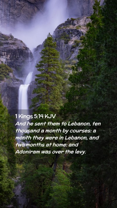 Picture 02 - 1 Kings 5:14 KJV Mobile Phone Wallpaper - And he sent them to Lebanon, ten thousand a month - Mobile Bible Verse Wallpaper