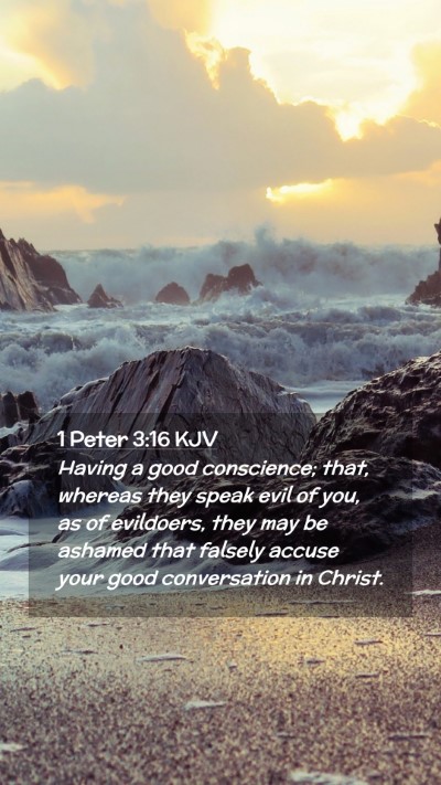 Picture 02 - 1 Peter 3:16 KJV Mobile Phone Wallpaper - Having a good conscience; that, whereas they - Mobile Bible Verse Wallpaper