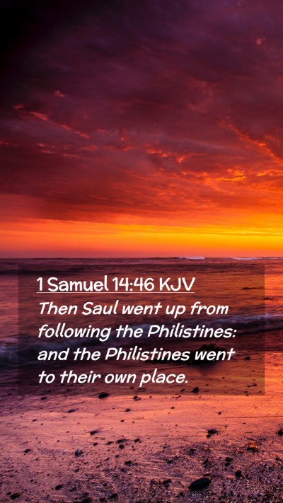 Picture 02 - 1 Samuel 14:46 KJV Mobile Phone Wallpaper - Then Saul went up from following the Philistines: - Mobile Bible Verse Wallpaper