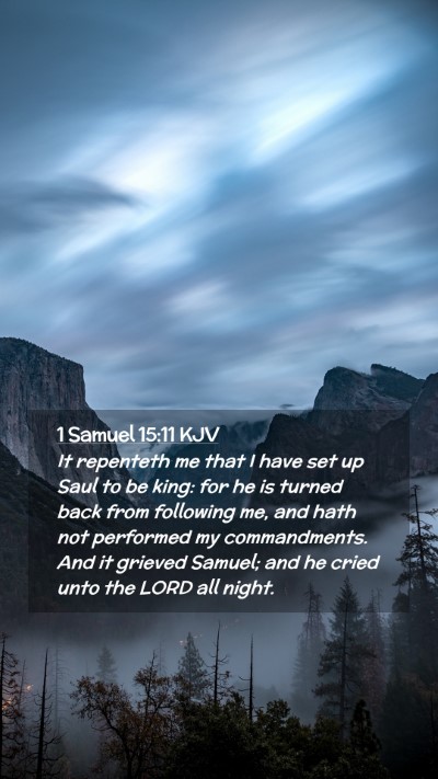 Picture 02 - 1 Samuel 15:11 KJV Mobile Phone Wallpaper - It repenteth me that I have set up Saul to be - Mobile Bible Verse Wallpaper