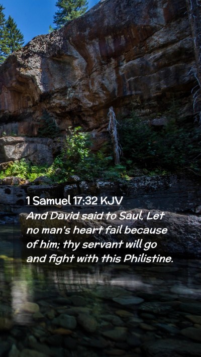 Picture 02 - 1 Samuel 17:32 KJV Mobile Phone Wallpaper - And David said to Saul, Let no man's heart fail - Mobile Bible Verse Wallpaper