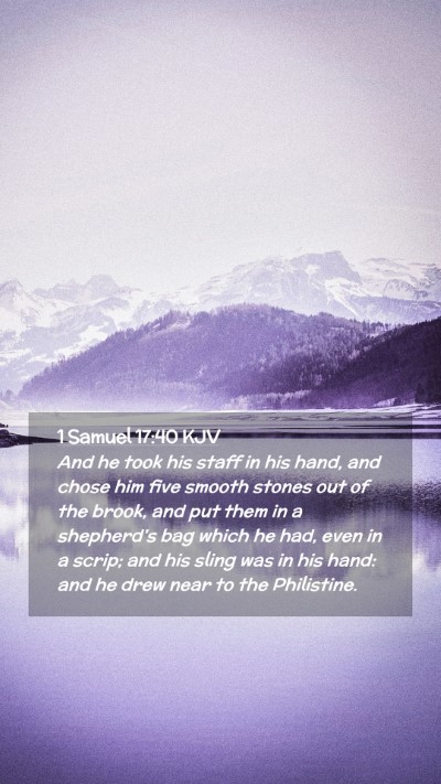 Picture 02 - 1 Samuel 17:40 KJV Mobile Phone Wallpaper - And he took his staff in his hand, and chose him - Mobile Bible Verse Wallpaper