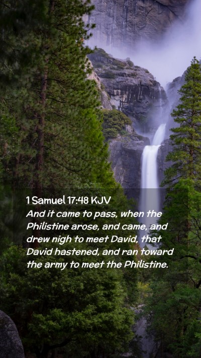 Picture 02 - 1 Samuel 17:48 KJV Mobile Phone Wallpaper - And it came to pass, when the Philistine arose, - Mobile Bible Verse Wallpaper