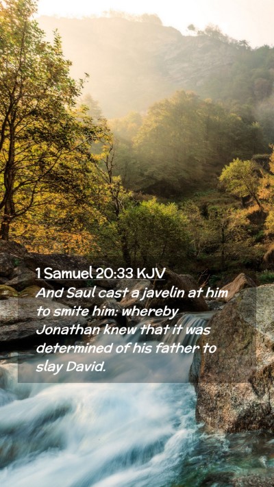 Picture 02 - 1 Samuel 20:33 KJV Mobile Phone Wallpaper - And Saul cast a javelin at him to smite him: - Mobile Bible Verse Wallpaper