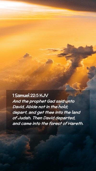 Picture 02 - 1 Samuel 22:5 KJV Mobile Phone Wallpaper - And the prophet Gad said unto David, Abide not in - Mobile Bible Verse Wallpaper