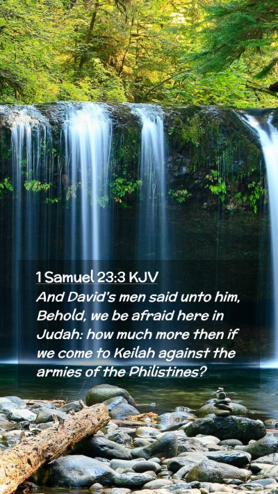 Picture 02 - 1 Samuel 23:3 KJV Mobile Phone Wallpaper - And David's men said unto him, Behold, we be - Mobile Bible Verse Wallpaper