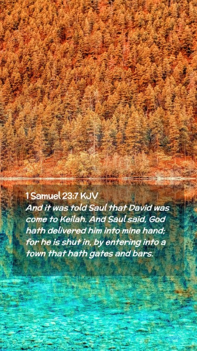 Picture 02 - 1 Samuel 23:7 KJV Mobile Phone Wallpaper - And it was told Saul that David was come to - Mobile Bible Verse Wallpaper