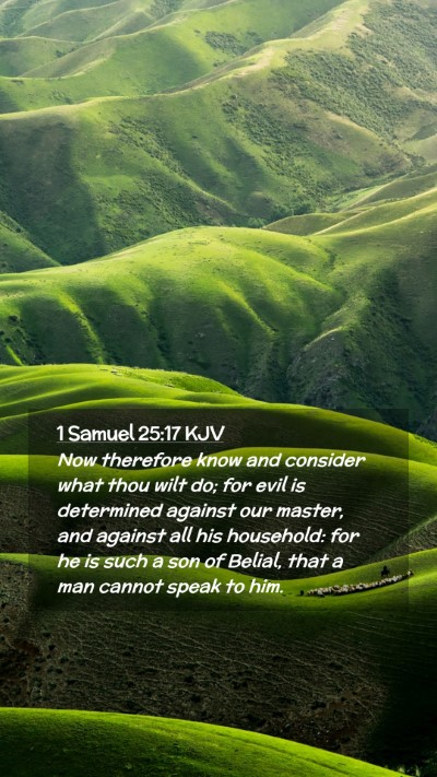 Picture 02 - 1 Samuel 25:17 KJV Mobile Phone Wallpaper - Now therefore know and consider what thou wilt - Mobile Bible Verse Wallpaper