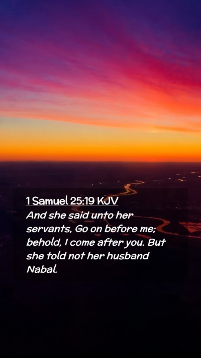 Picture 02 - 1 Samuel 25:19 KJV Mobile Phone Wallpaper - And she said unto her servants, Go on before me; - Mobile Bible Verse Wallpaper