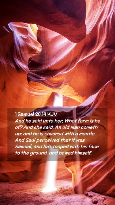 Picture 02 - 1 Samuel 28:14 KJV Mobile Phone Wallpaper - And he said unto her, What form is he of? And she - Mobile Bible Verse Wallpaper