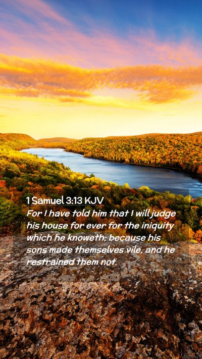 Picture 02 - 1 Samuel 3:13 KJV Mobile Phone Wallpaper - For I have told him that I will judge his house - Mobile Bible Verse Wallpaper