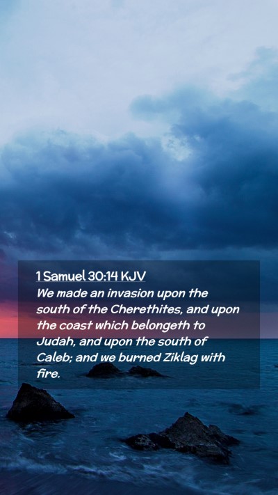 Picture 02 - 1 Samuel 30:14 KJV Mobile Phone Wallpaper - We made an invasion upon the south of the - Mobile Bible Verse Wallpaper
