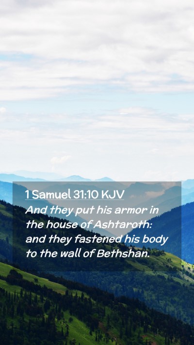Picture 02 - 1 Samuel 31:10 KJV Mobile Phone Wallpaper - And they put his armor in the house of Ashtaroth: - Mobile Bible Verse Wallpaper