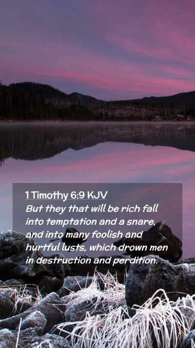 Picture 02 - 1 Timothy 6:9 KJV Mobile Phone Wallpaper - But they that will be rich fall into temptation - Mobile Bible Verse Wallpaper