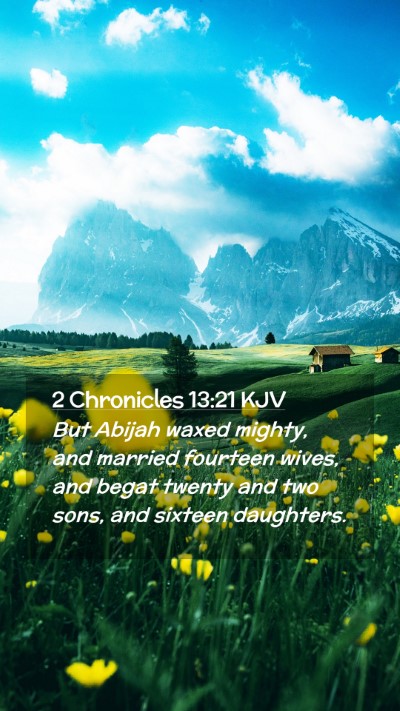 Picture 02 - 2 Chronicles 13:21 KJV Mobile Phone Wallpaper - But Abijah waxed mighty, and married fourteen - Mobile Bible Verse Wallpaper