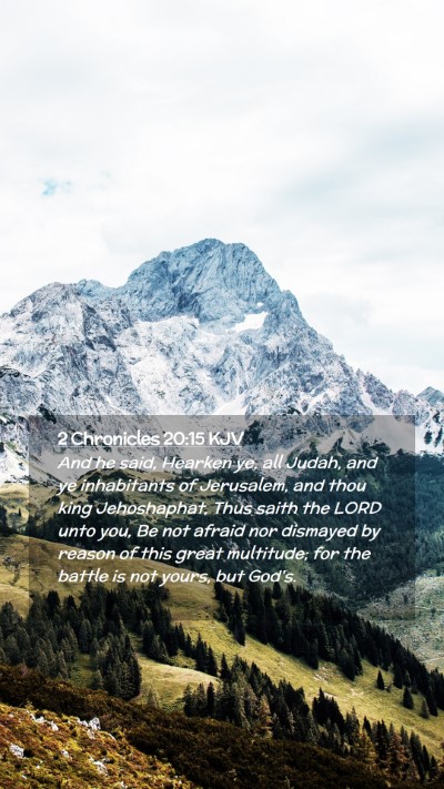 Picture 02 - 2 Chronicles 20:15 KJV Mobile Phone Wallpaper - And he said, Hearken ye, all Judah, and ye - Mobile Bible Verse Wallpaper