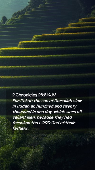 Picture 02 - 2 Chronicles 28:6 KJV Mobile Phone Wallpaper - For Pekah the son of Remaliah slew in Judah an - Mobile Bible Verse Wallpaper