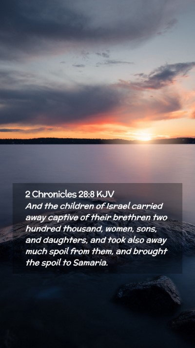 Picture 02 - 2 Chronicles 28:8 KJV Mobile Phone Wallpaper - And the children of Israel carried away captive - Mobile Bible Verse Wallpaper