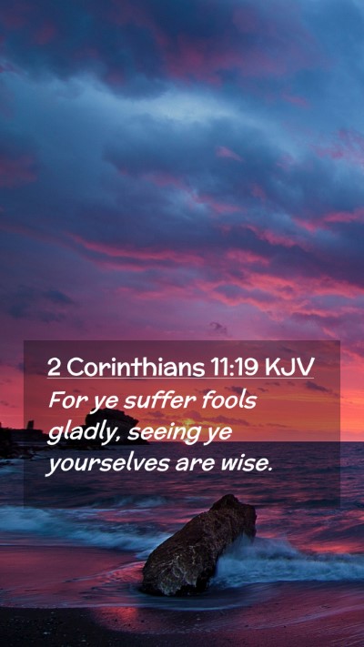 Picture 02 - 2 Corinthians 11:19 KJV Mobile Phone Wallpaper - For ye suffer fools gladly, seeing ye yourselves - Mobile Bible Verse Wallpaper