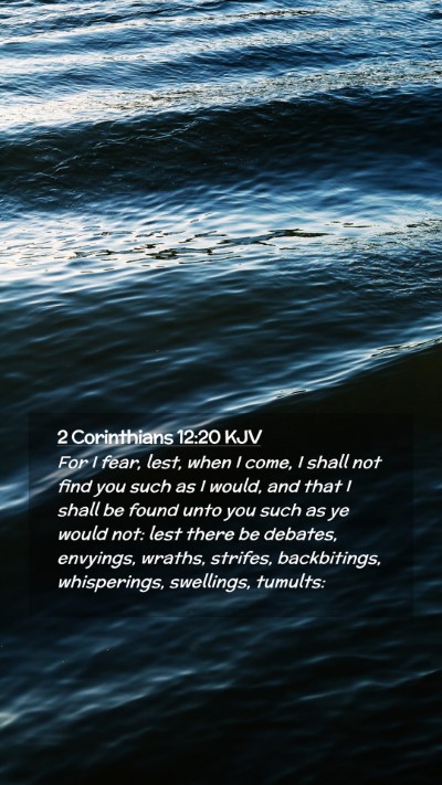 Picture 02 - 2 Corinthians 12:20 KJV Mobile Phone Wallpaper - For I fear, lest, when I come, I shall not find - Mobile Bible Verse Wallpaper