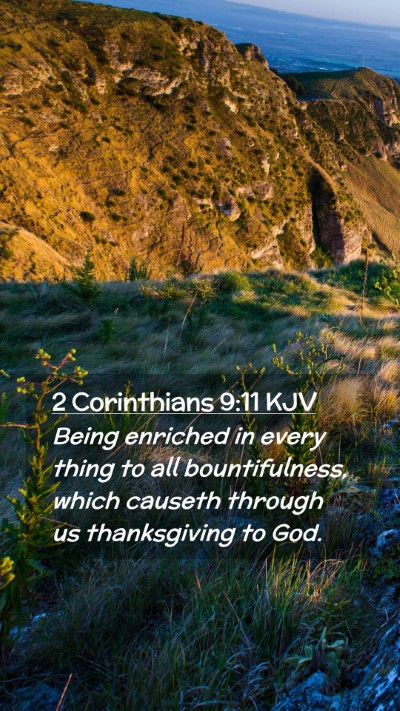 Picture 02 - 2 Corinthians 9:11 KJV Mobile Phone Wallpaper - Being enriched in every thing to all - Mobile Bible Verse Wallpaper