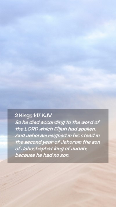 Picture 02 - 2 Kings 1:17 KJV Mobile Phone Wallpaper - So he died according to the word of the LORD - Mobile Bible Verse Wallpaper