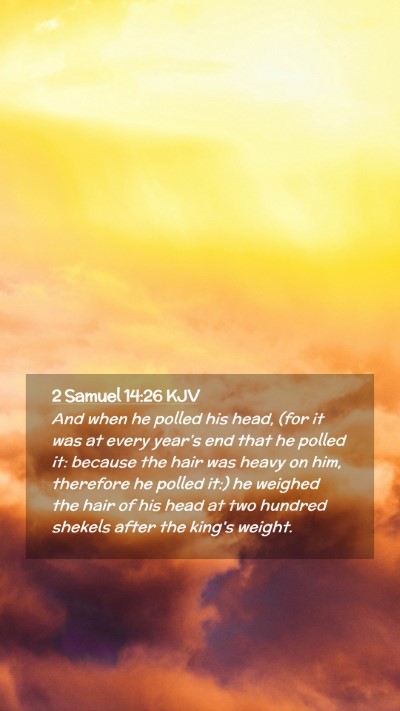 Picture 02 - 2 Samuel 14:26 KJV Mobile Phone Wallpaper - And when he polled his head, (for it was at every - Mobile Bible Verse Wallpaper