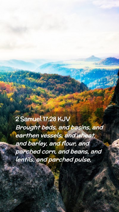 Picture 02 - 2 Samuel 17:28 KJV Mobile Phone Wallpaper - Brought beds, and basins, and earthen vessels, - Mobile Bible Verse Wallpaper