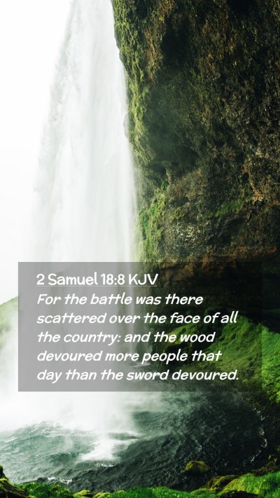 Picture 02 - 2 Samuel 18:8 KJV Mobile Phone Wallpaper - For the battle was there scattered over the face - Mobile Bible Verse Wallpaper