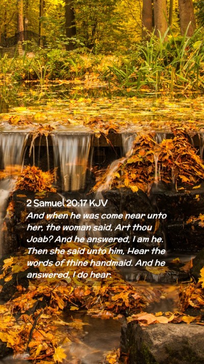 Picture 02 - 2 Samuel 20:17 KJV Mobile Phone Wallpaper - And when he was come near unto her, the woman - Mobile Bible Verse Wallpaper