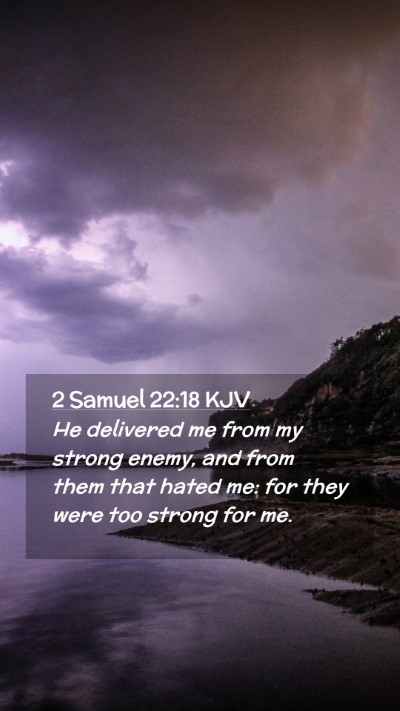 Picture 02 - 2 Samuel 22:18 KJV Mobile Phone Wallpaper - He delivered me from my strong enemy, and from - Mobile Bible Verse Wallpaper